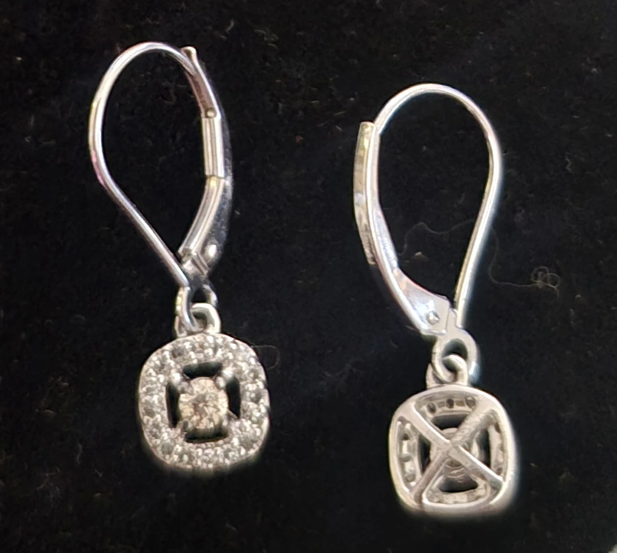 10 k white gold and champange diamond earrings - photo 2