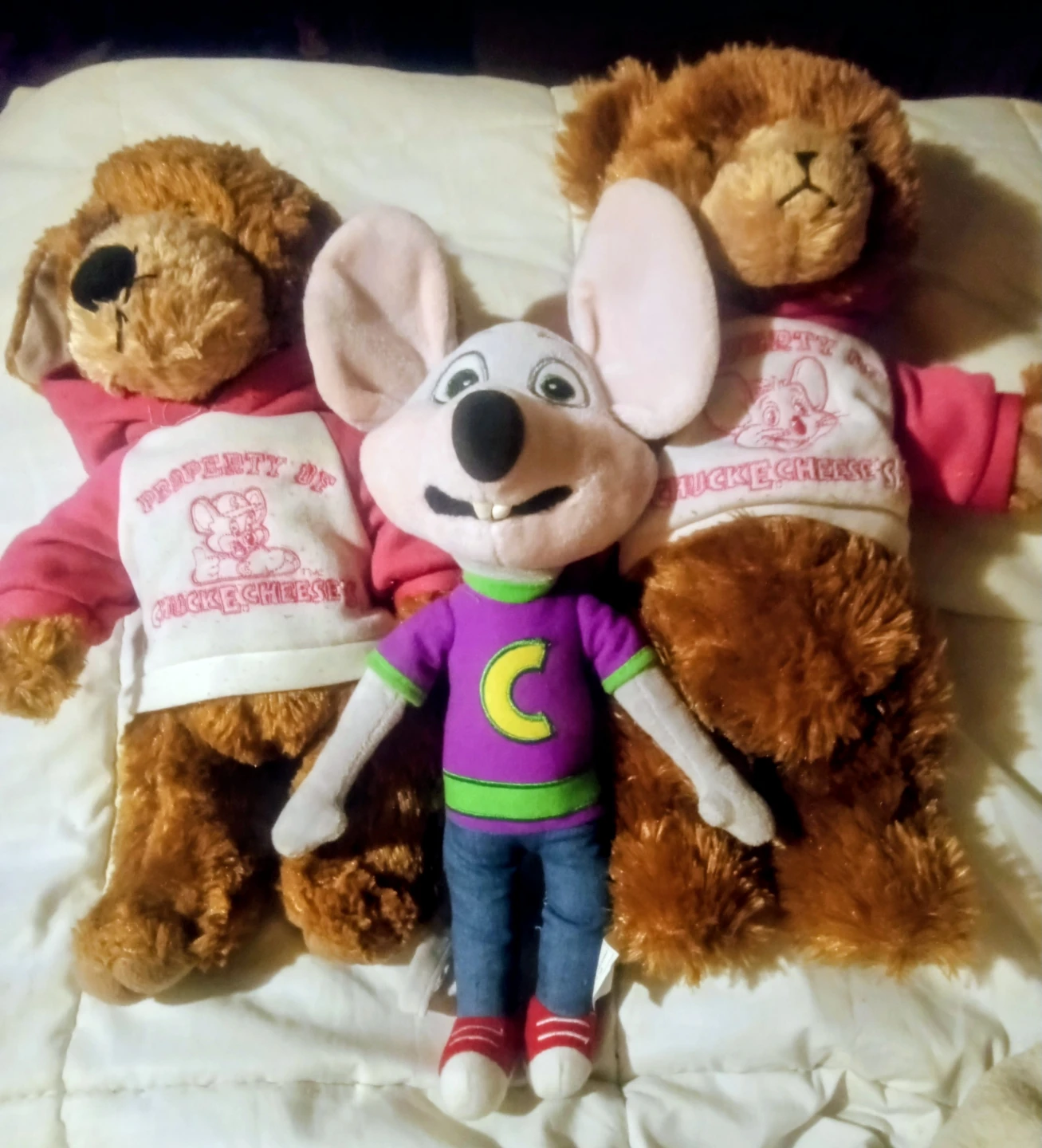Chuck E. Cheese Vintage Plush Toy lot of three