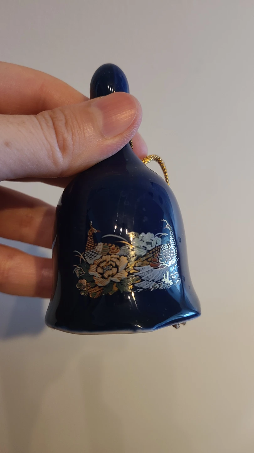 Vintage Porcelain Cobalt Vase and Bell Set - photo 2