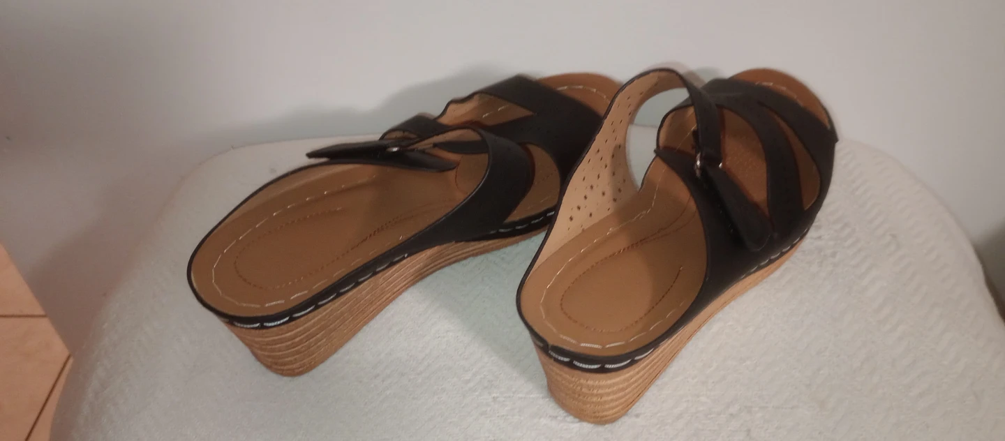 Black Women's Wedge Sandals - photo 4