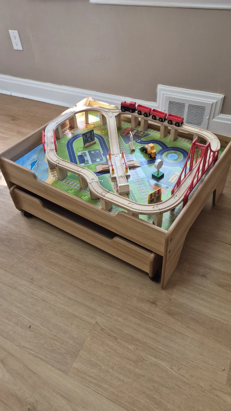 Wooden Train and Activity Table