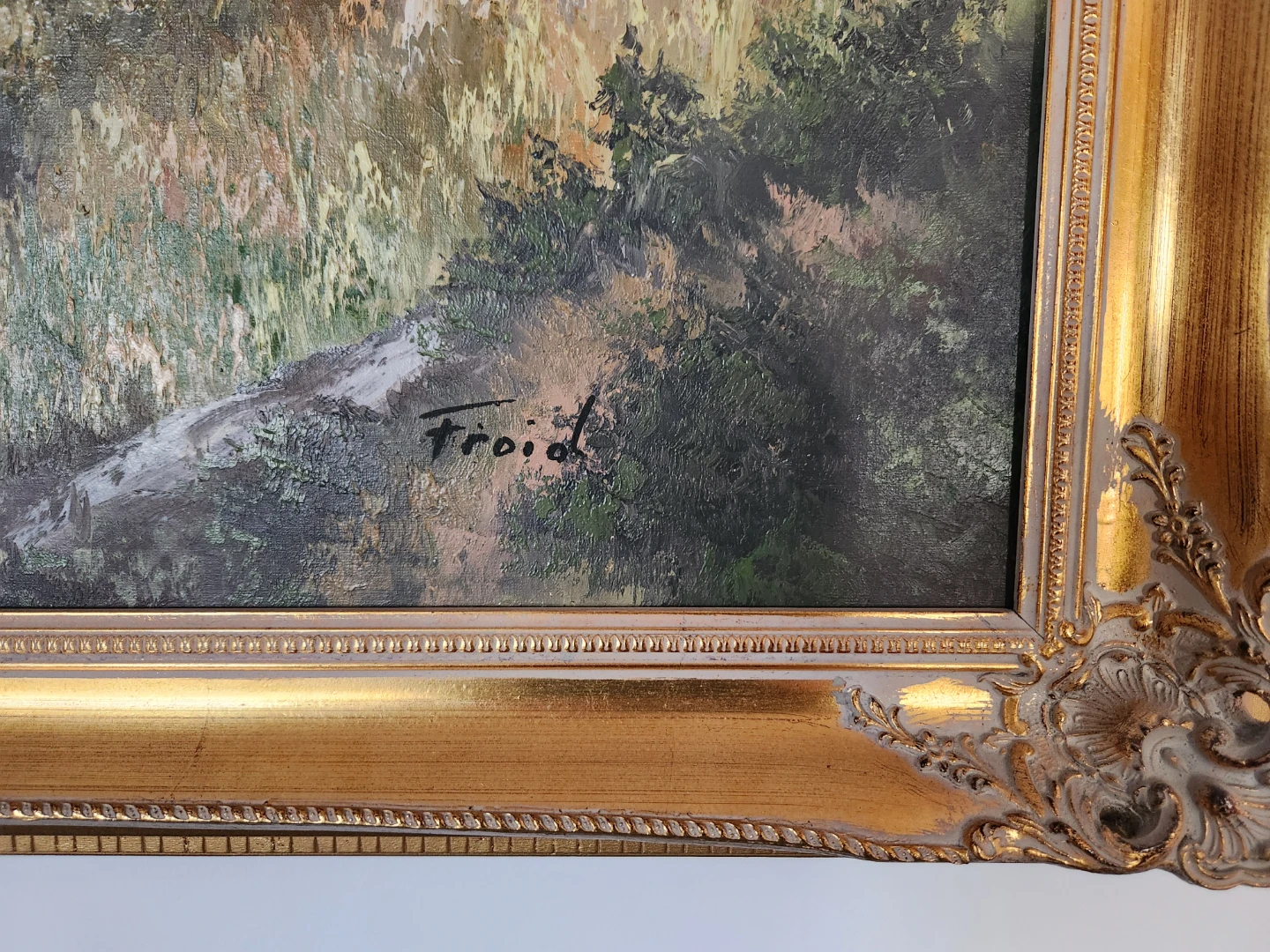 Landscape Oil Painting in Ornate Gold Frame - photo 2