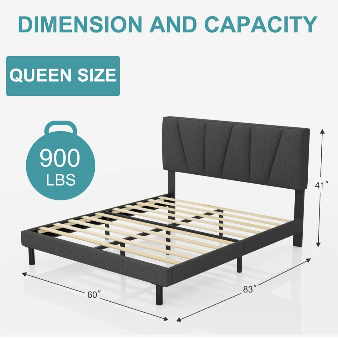 Queen Size Upholstered Platform Bed Frame