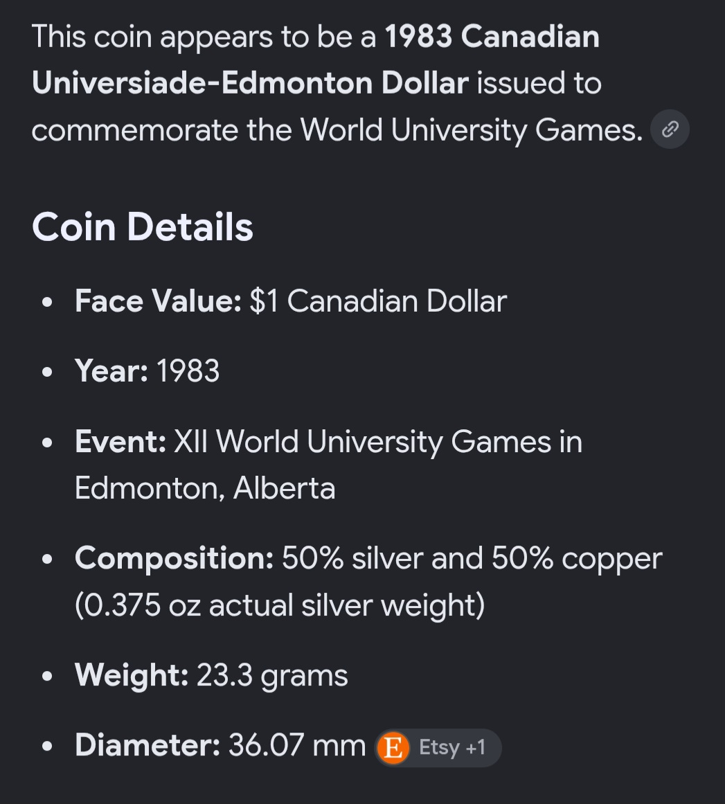 1983 Canadian Universiade Dollar Coin - photo 3