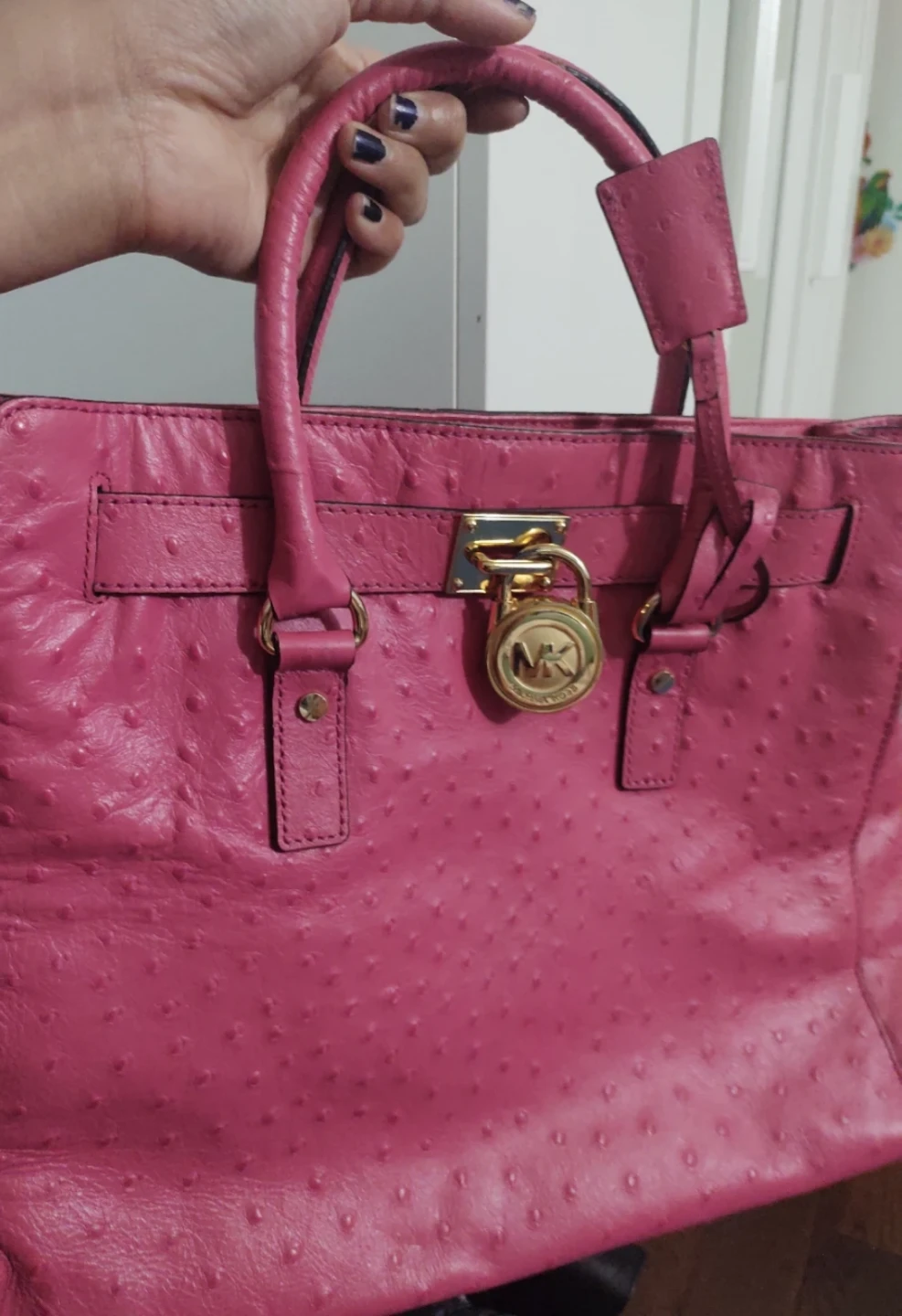 Michael Kors Ostrich Embossed Satchel - Pink