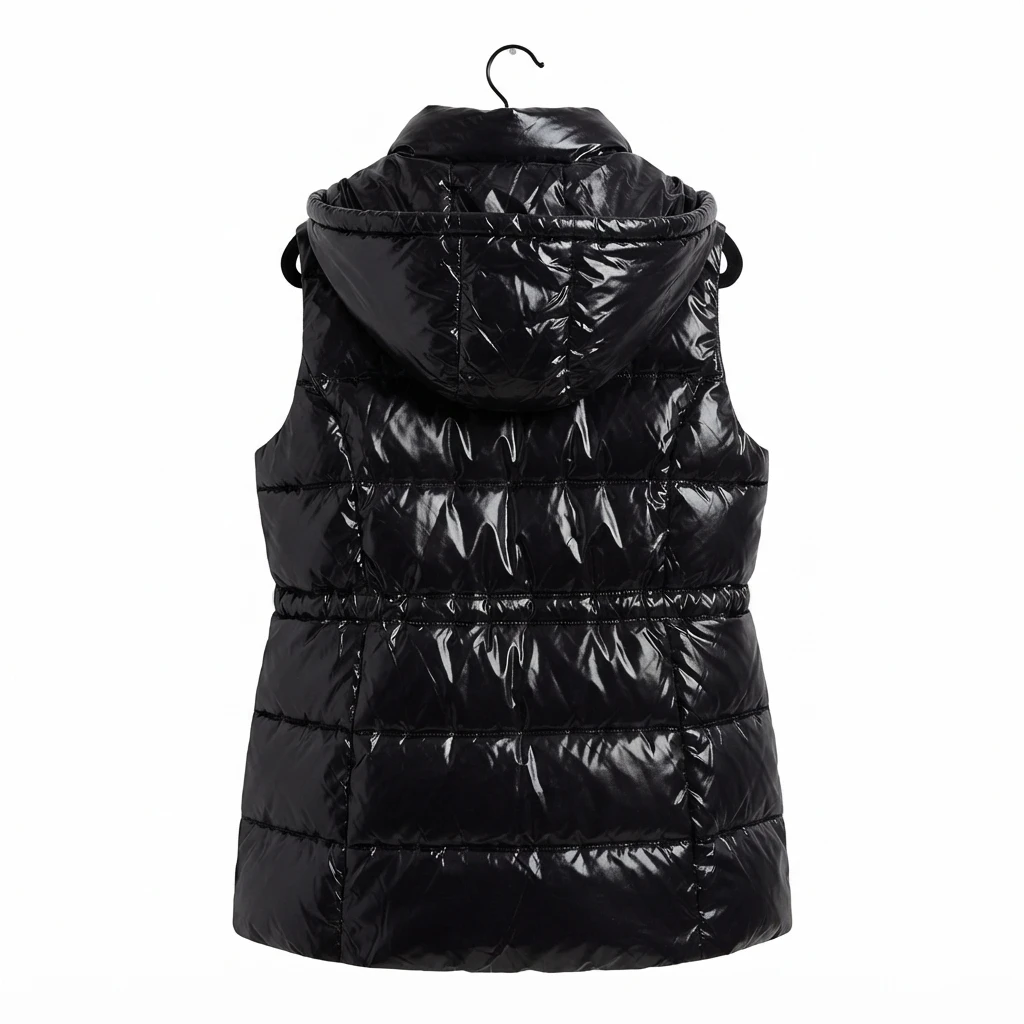 IVL Collective Black Glossy Down Puffer Vest with Hood - photo 2
