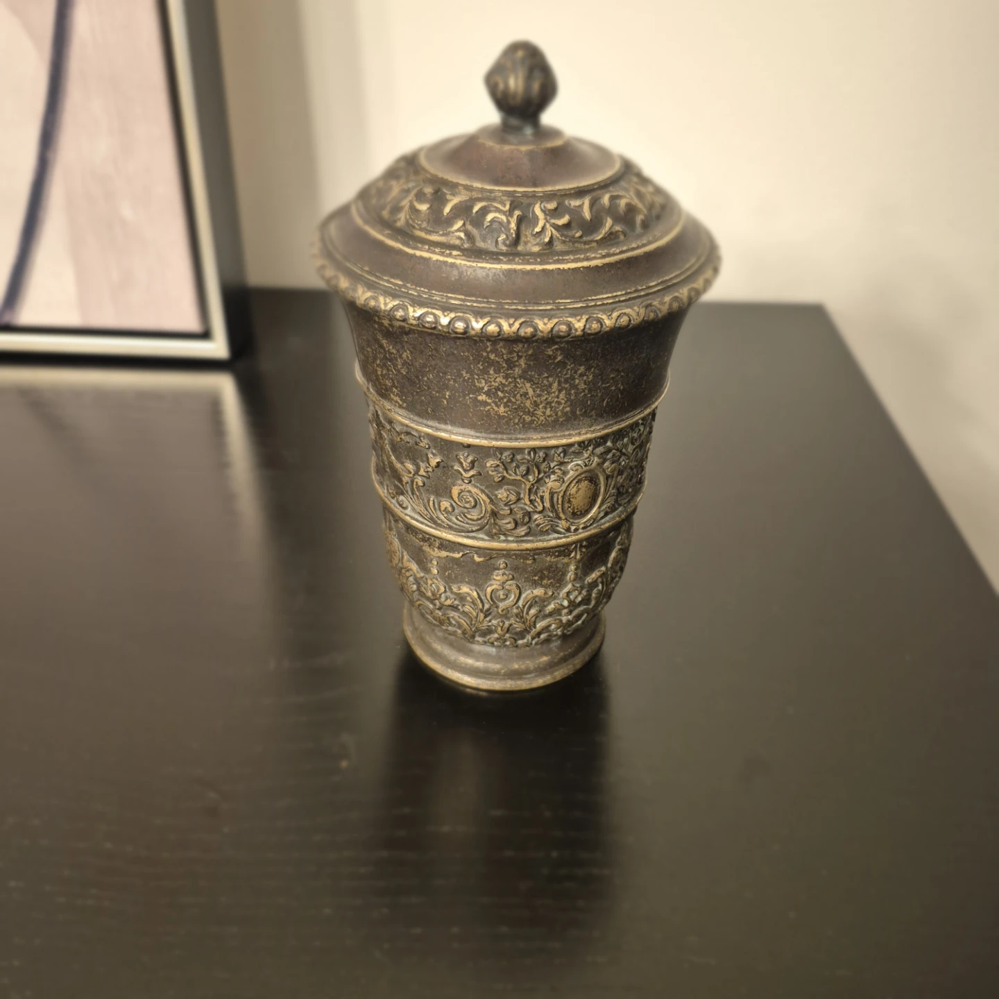 Vintage Ornate Brass Lidded Jar