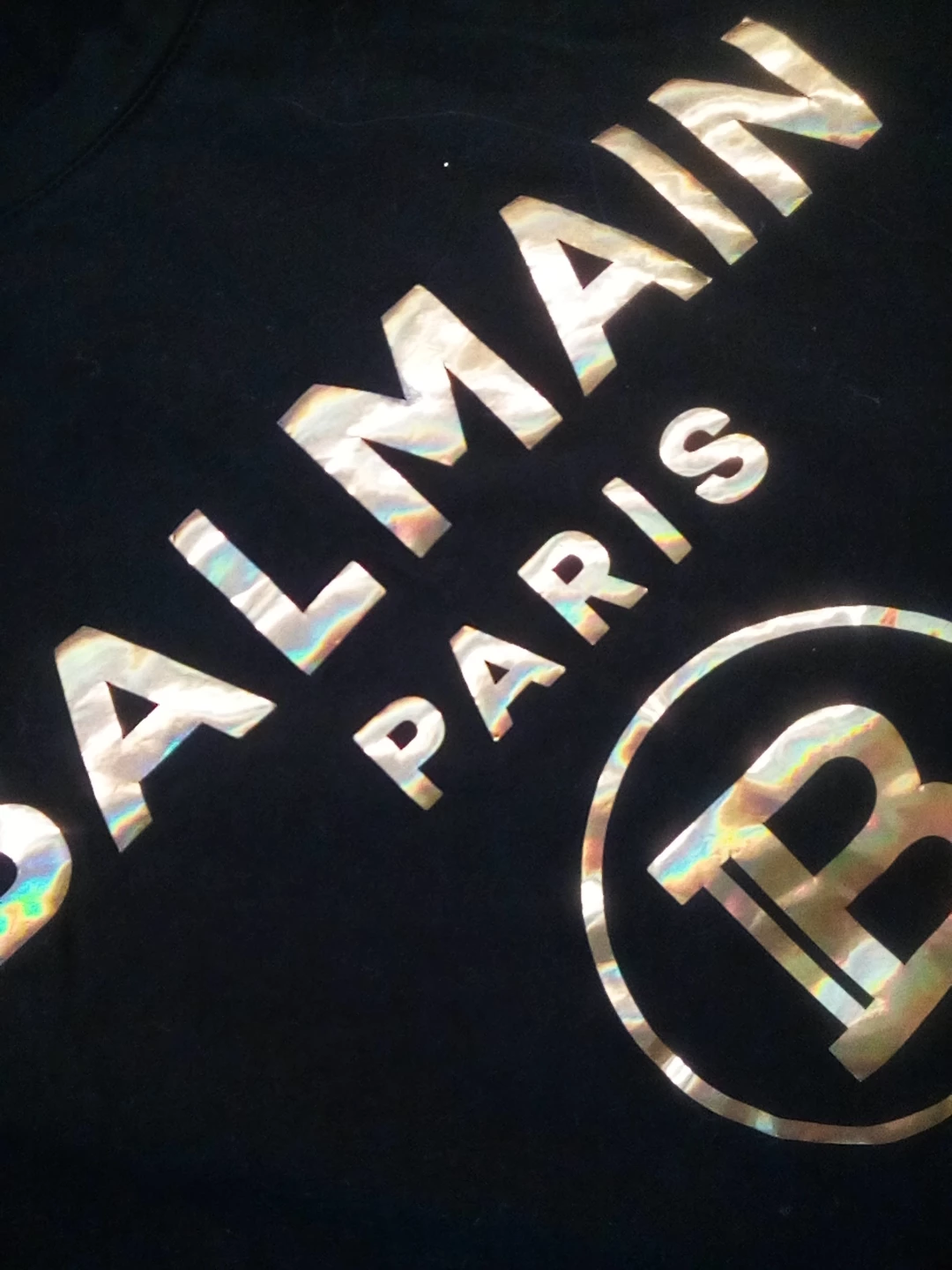 Balmain Paris Black T-Shirt with Gold Details