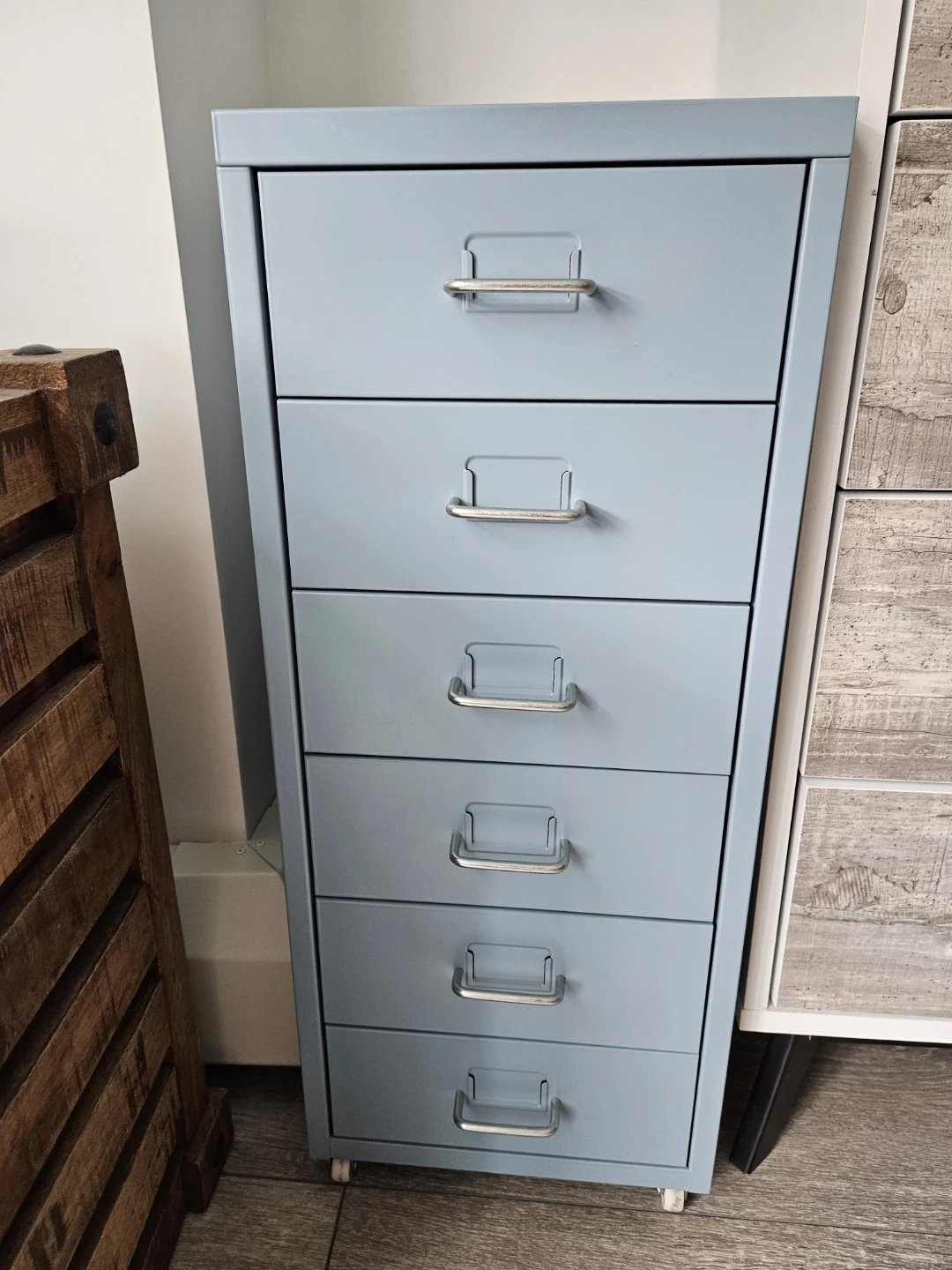 IKEA HELMER 6-Drawer Metal Cabinet on Wheels