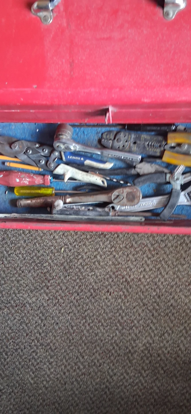 Vintage Red Metal Tool Box with Assorted Tools - photo 4