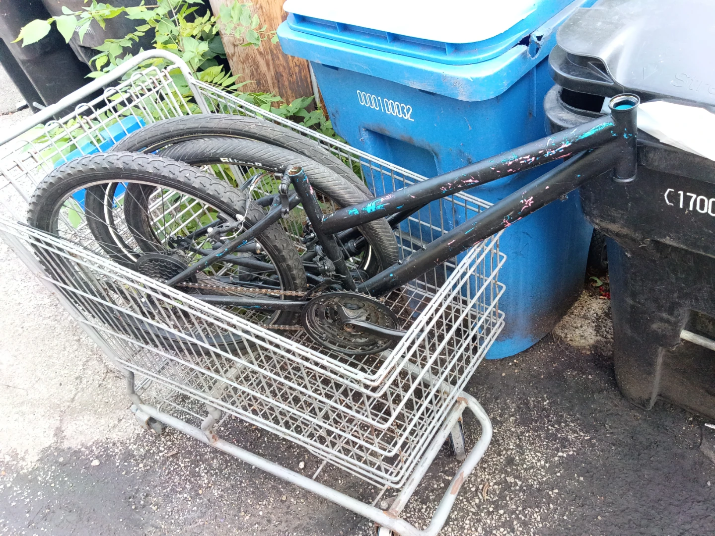 Black Mountain Bike Frame and Wheels