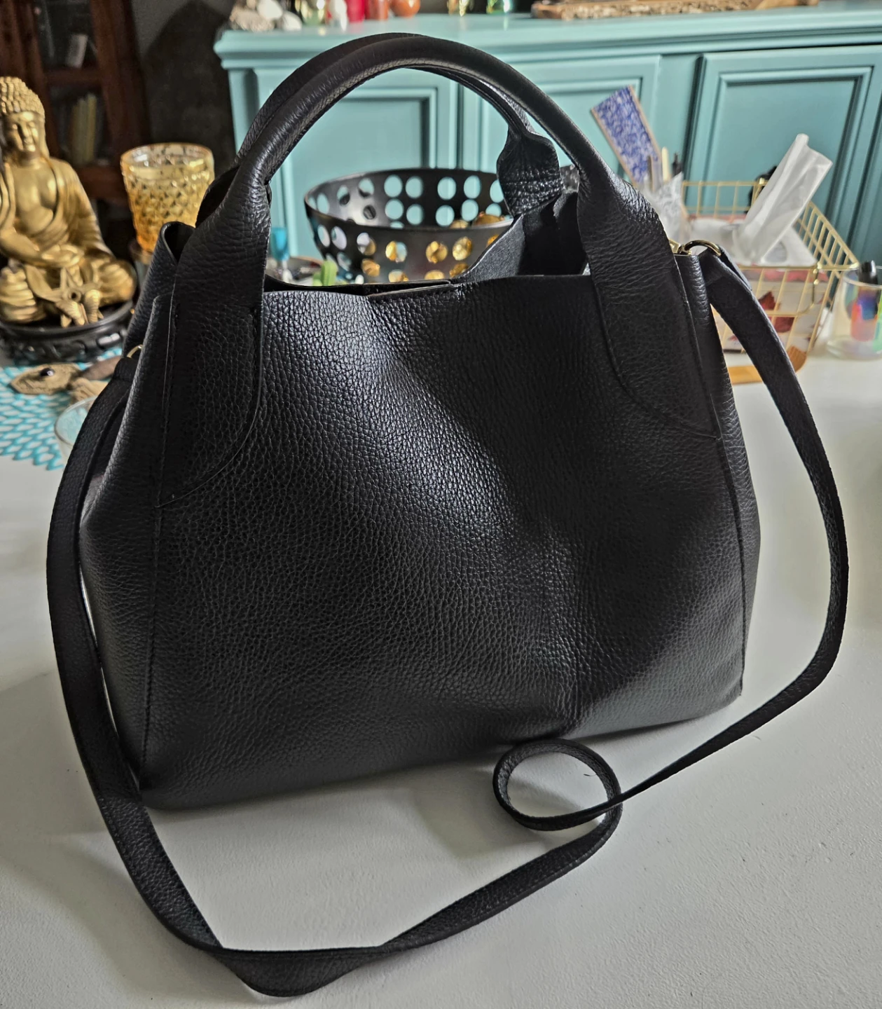 Vera Pelle Black Leather Tote Bag - photo 2