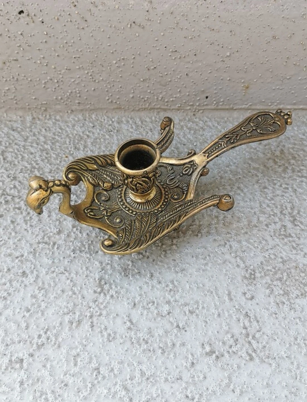 Vintage Italian Brass Phoenix Bird Chamberstick Candle Holder - photo 2