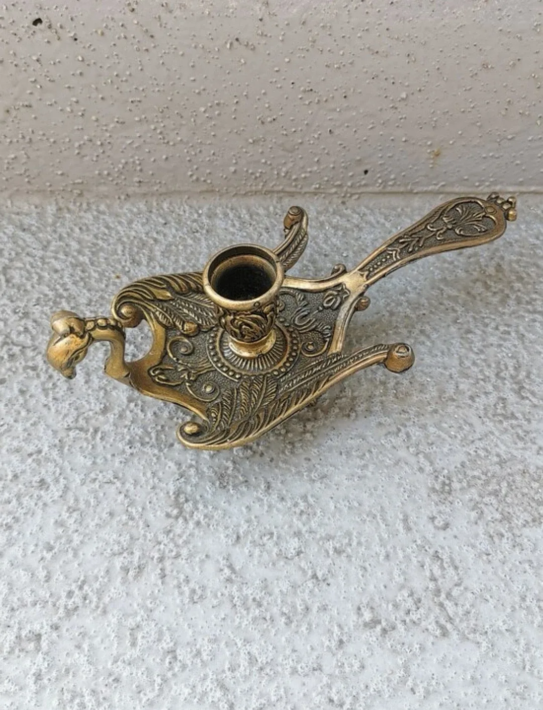 Vintage Italian Brass Phoenix Bird Chamberstick Candle Holder - photo 2