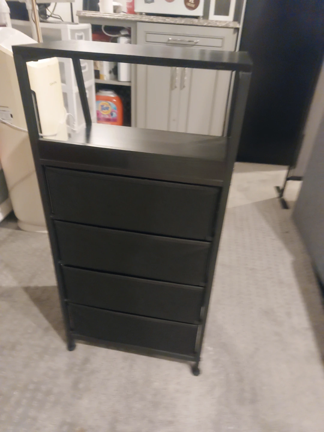 Black Metal and Wood 4-Drawer Storage Tower - photo 5