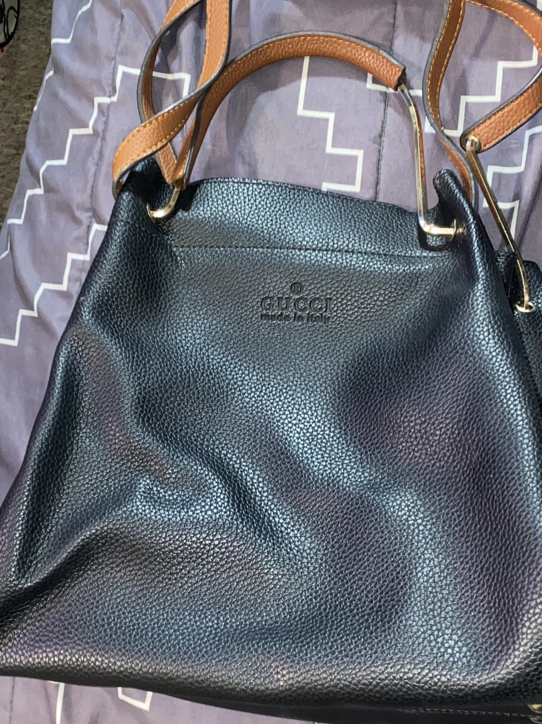 Gucci Black Leather Tote Bag