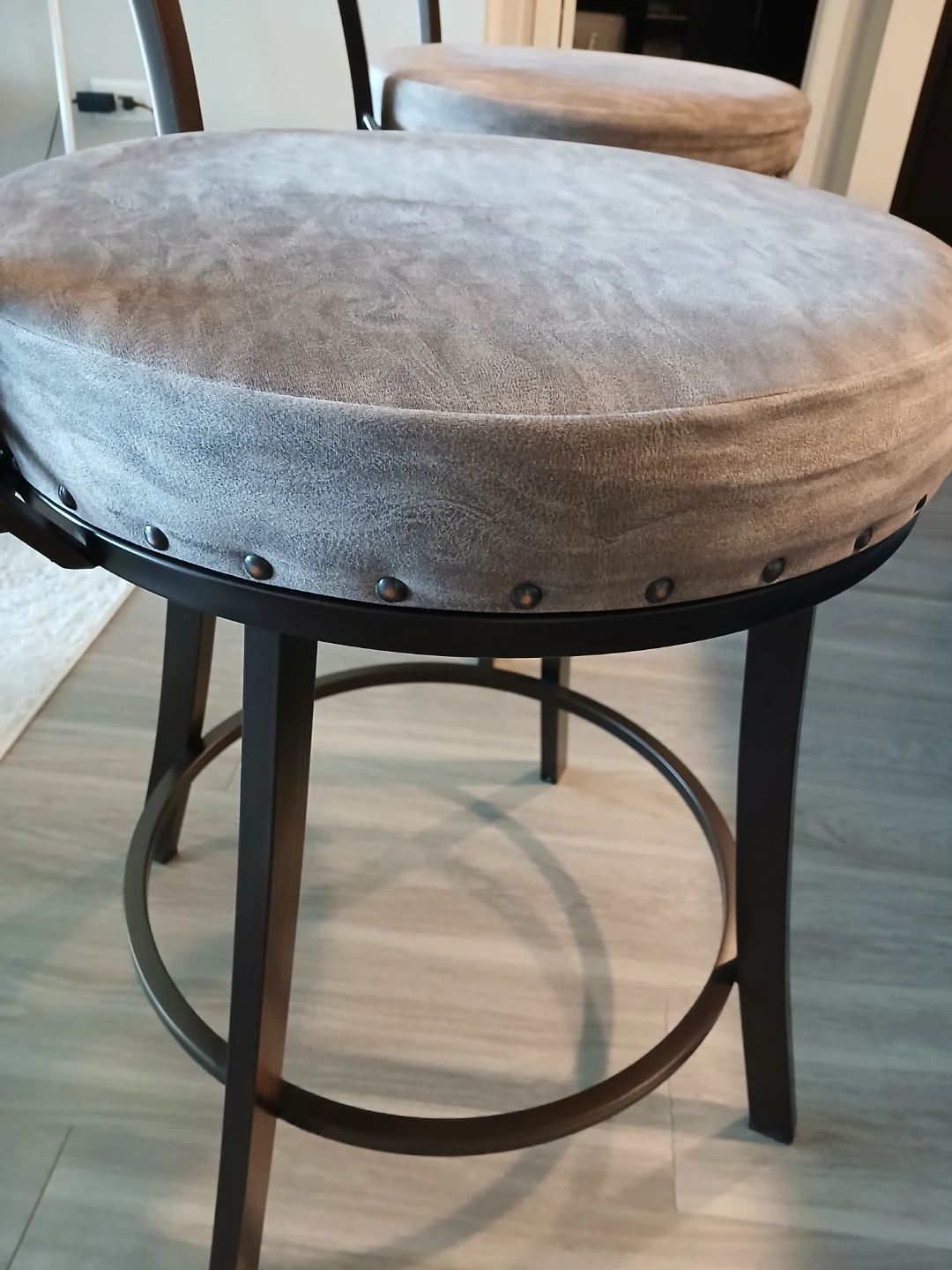Set of Two Grey Swivel Bar Stools - photo 4