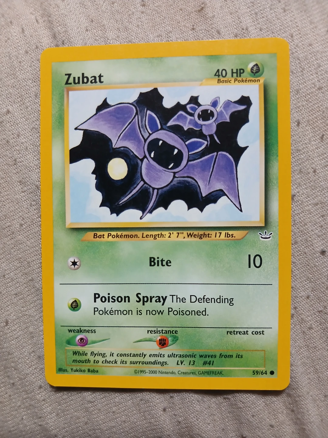 Zubat 59/64 1995-2000 Pokémon Card