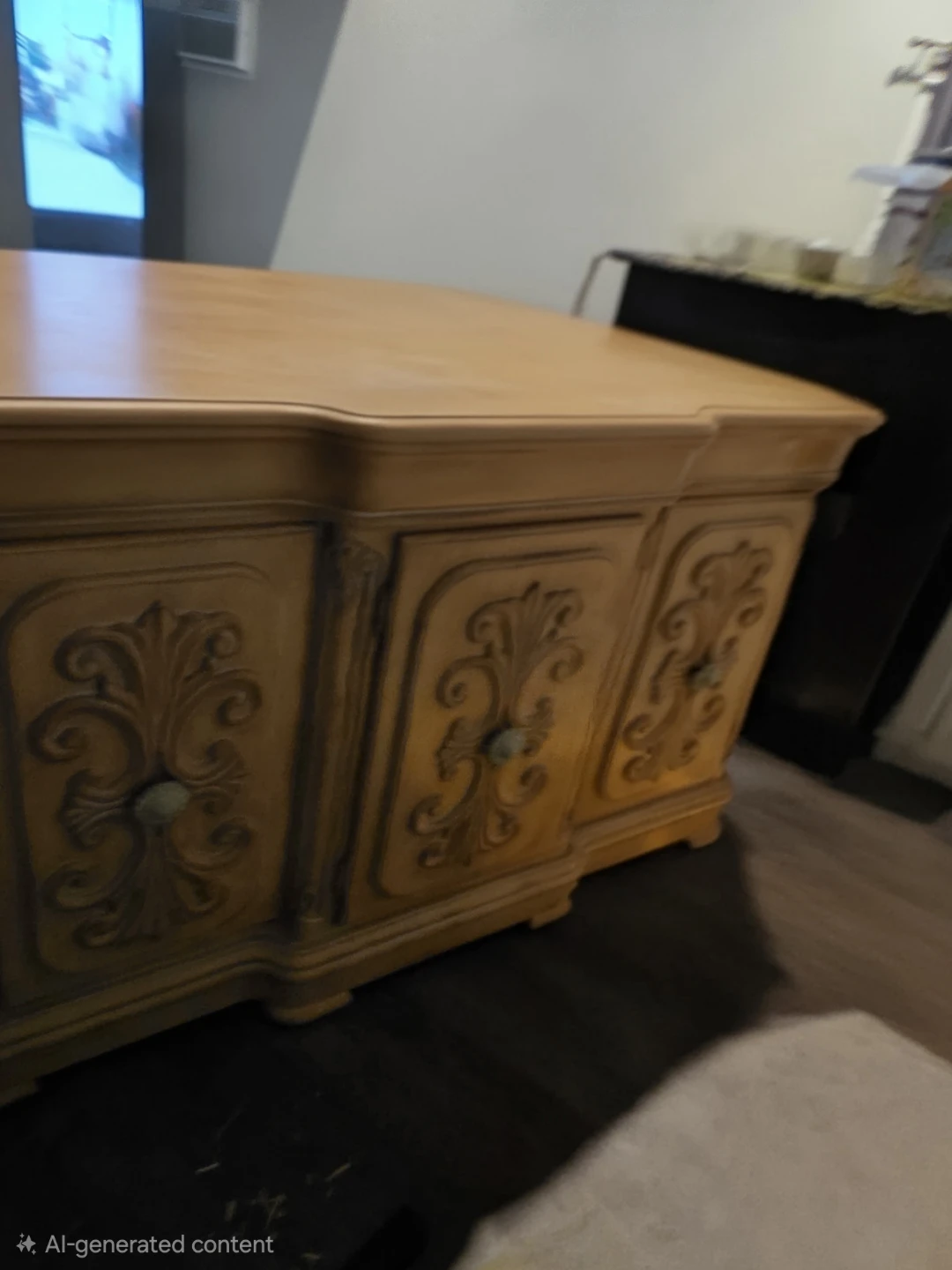 Vintage Ornate Wooden Credenza