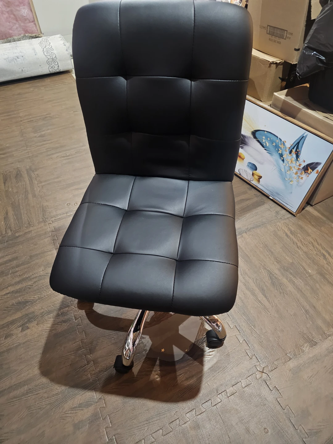 Black Tufted Armless Office Chair - photo 4
