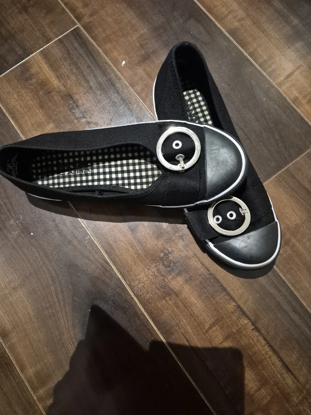 Sandy Sandy Black Flats with Buckle