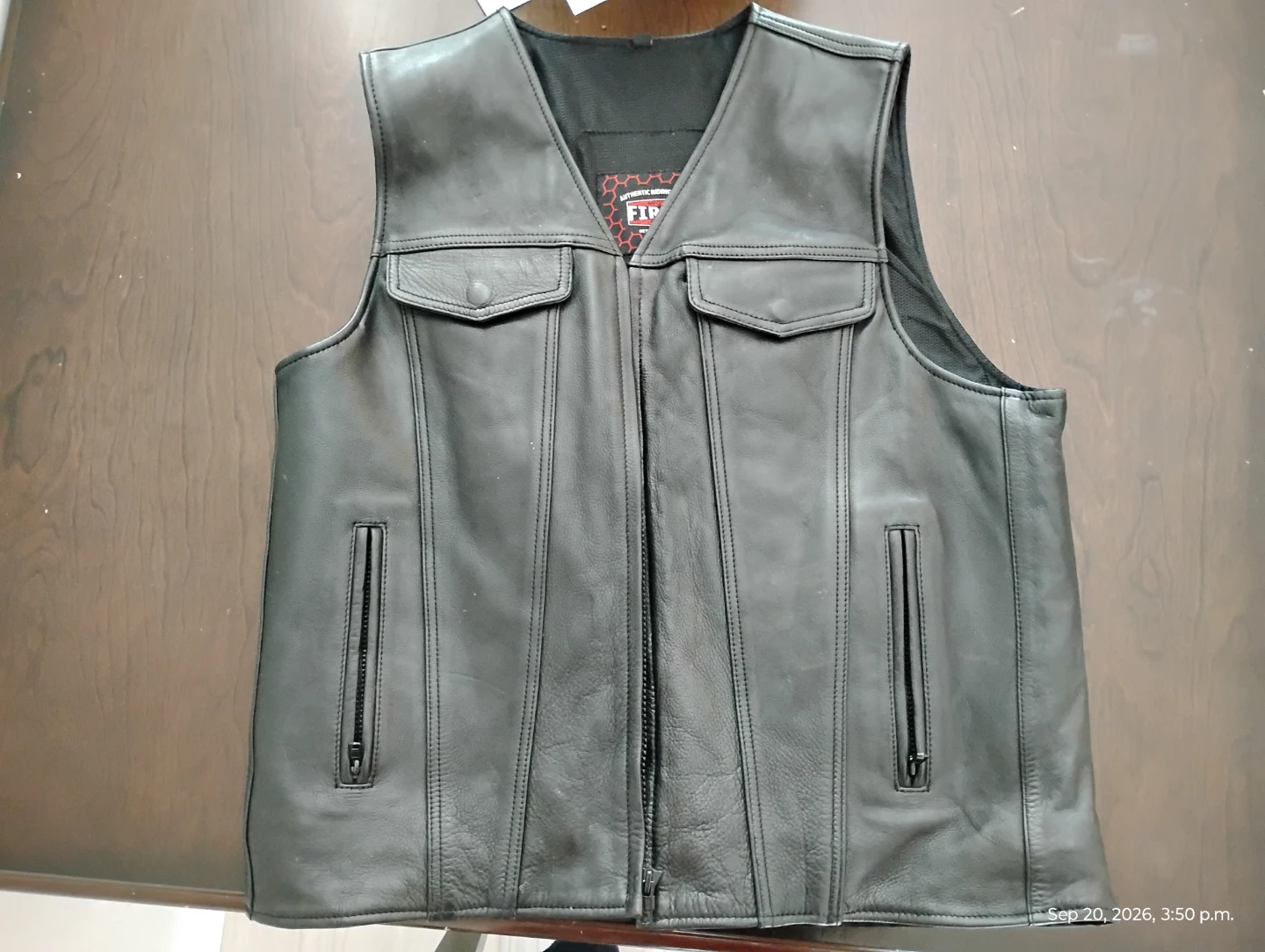 Harley-Davidson style motorcycle leather vest