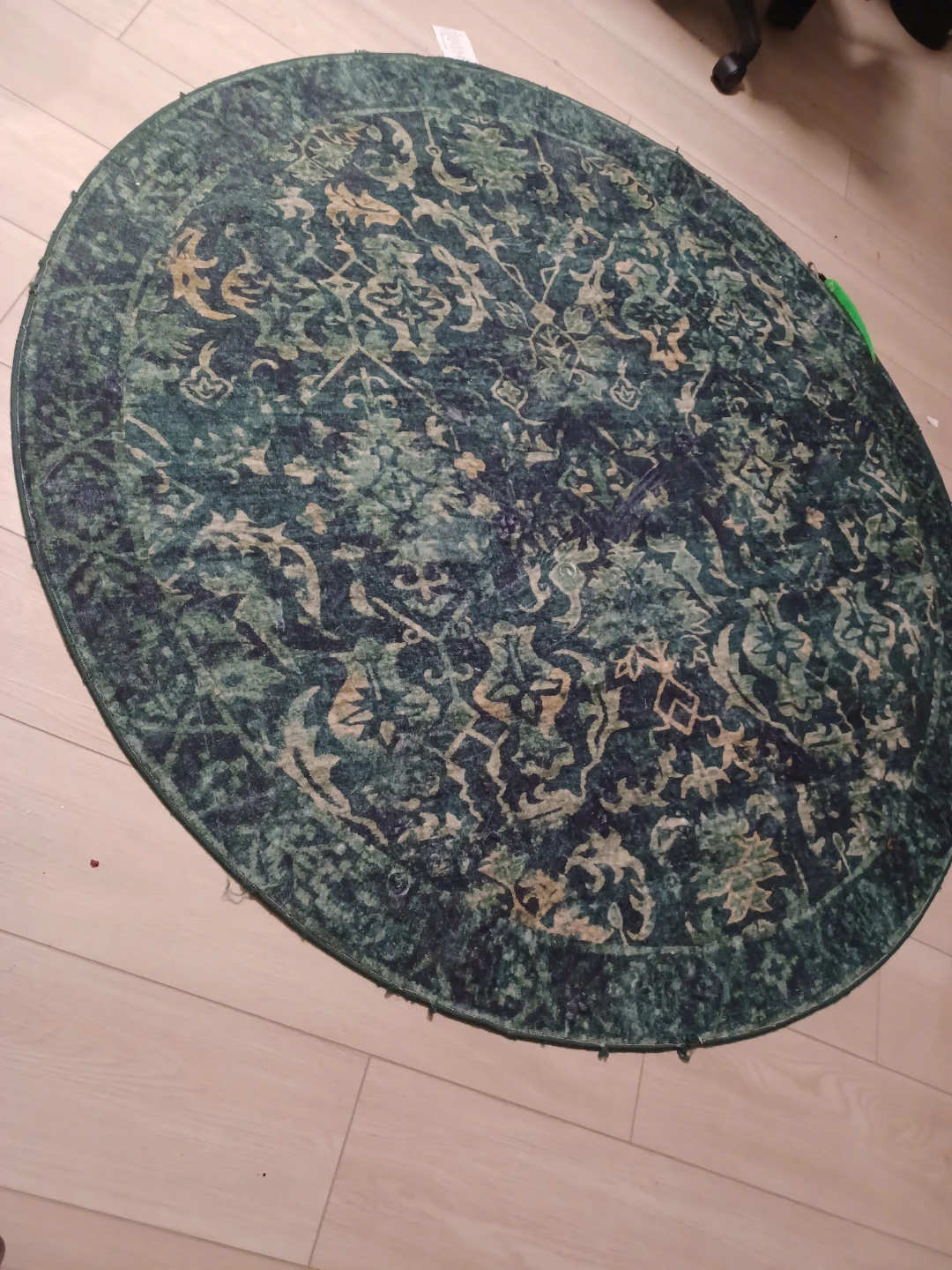 Round Green Patterned Rug