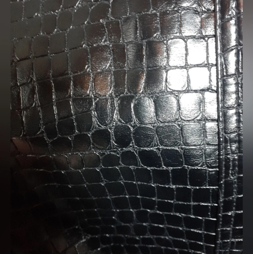 Zara Black Croc-Embossed Faux Leather Jacket 🏈 - photo 4