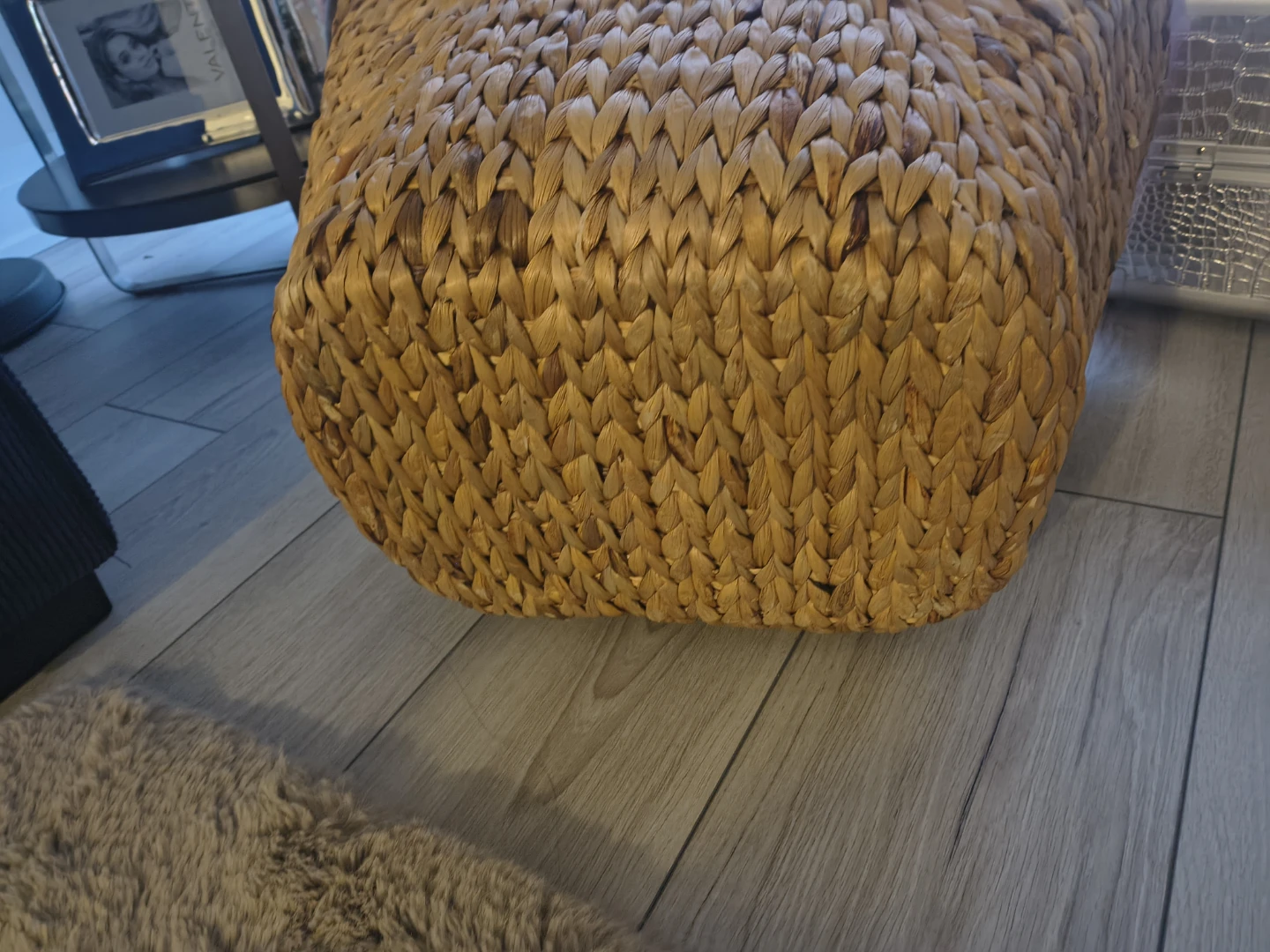 Indigo Woven Seagrass Storage Basket with Handles - photo 2