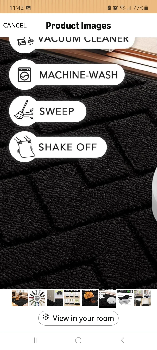 hicorfe Indoor Door Mat Black 47x71