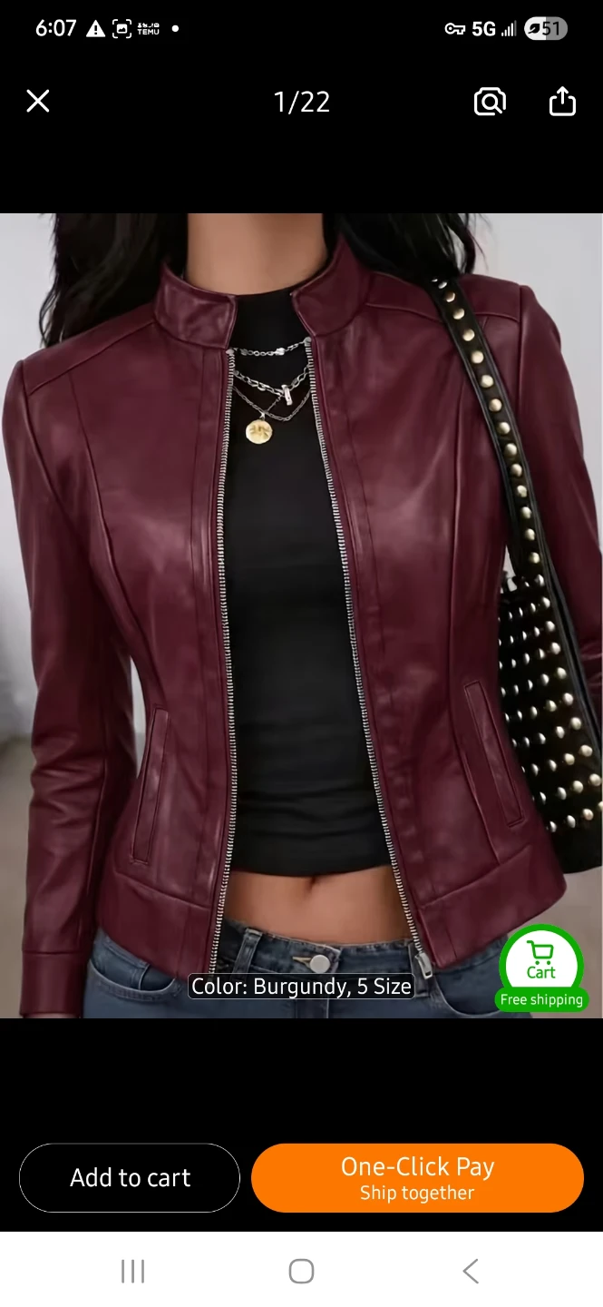 NEW (M) Burgundy Faux Leather Jacket - photo 5