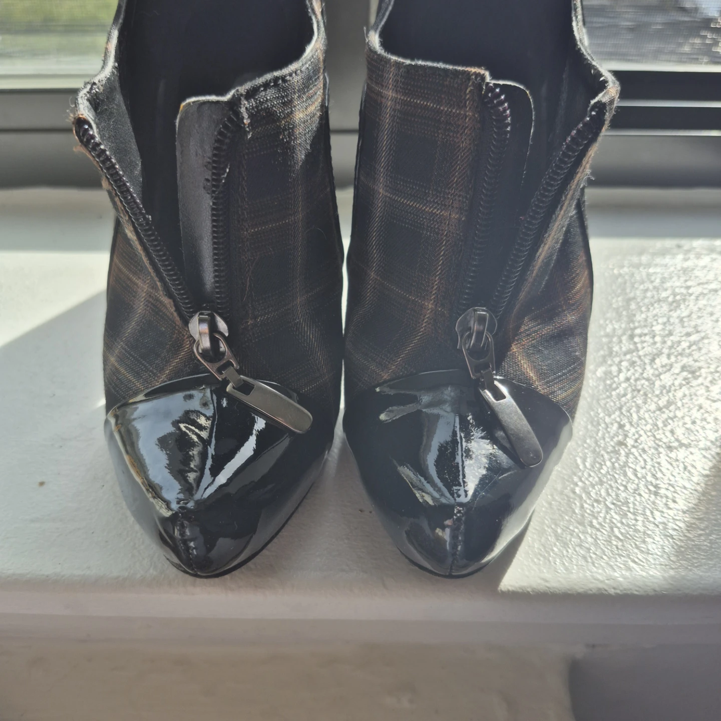 ALDO Plaid and Patent Leather Zip Heels - photo 2