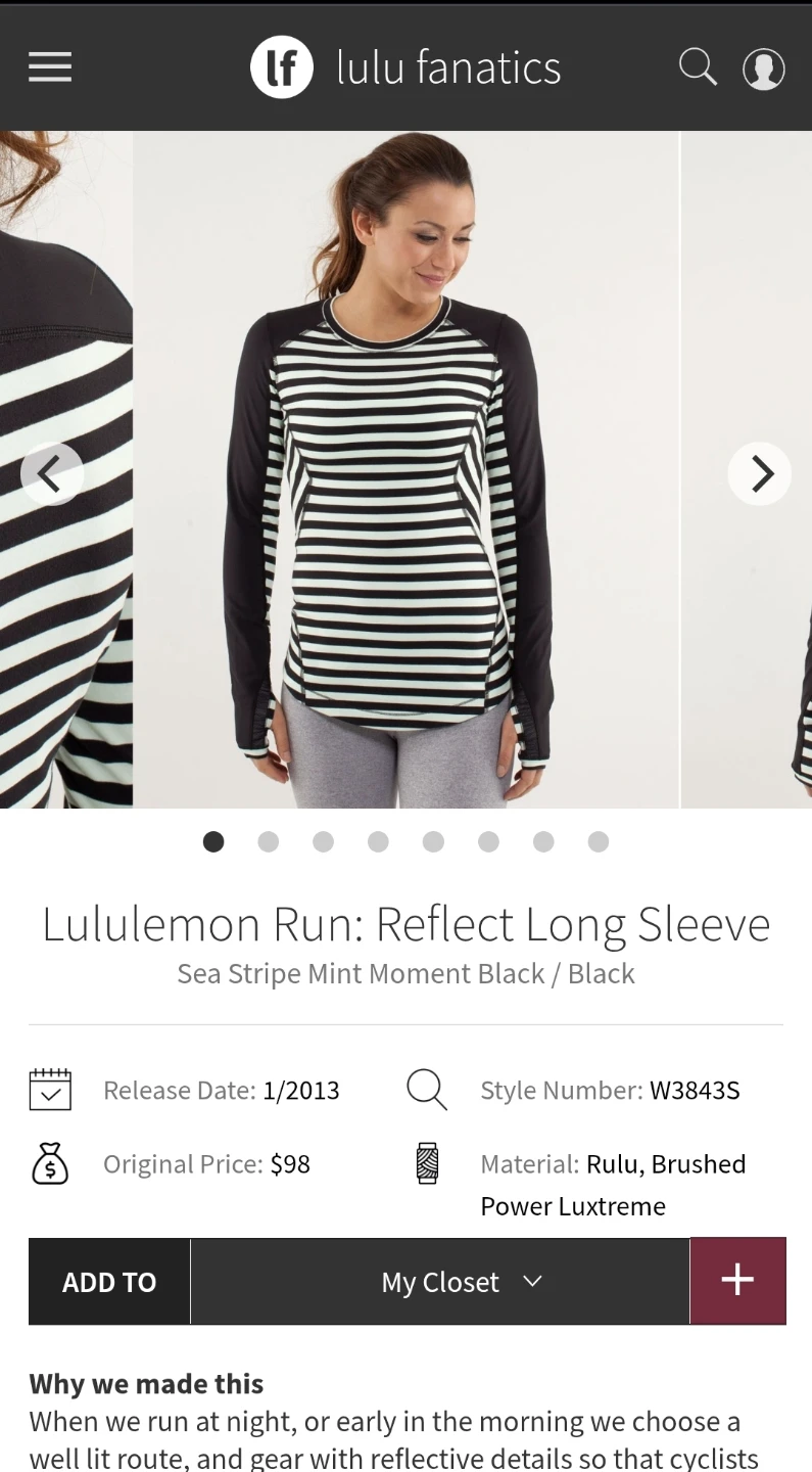 Lululemon Run: Reflect Long Sleeve – Sea Stripe Mint / Black - photo 2