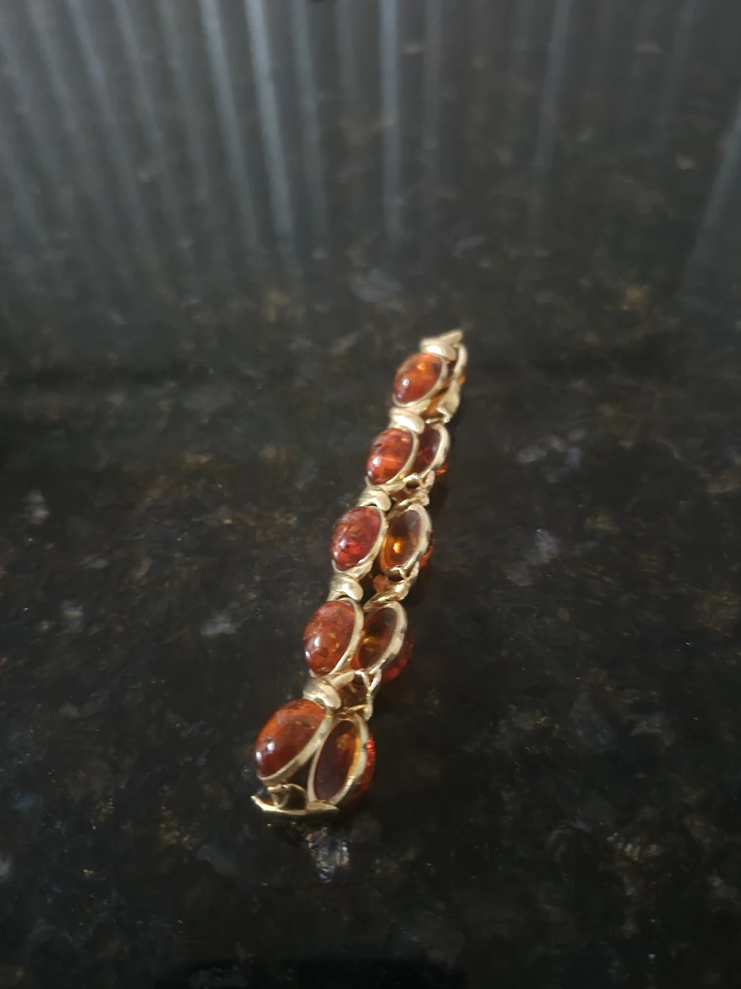Amber and Gold Tone Bracelet
