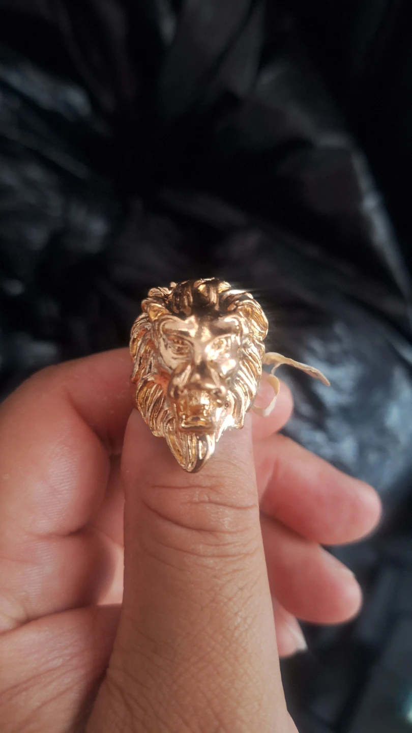 Gold-Tone Lion Head Ring