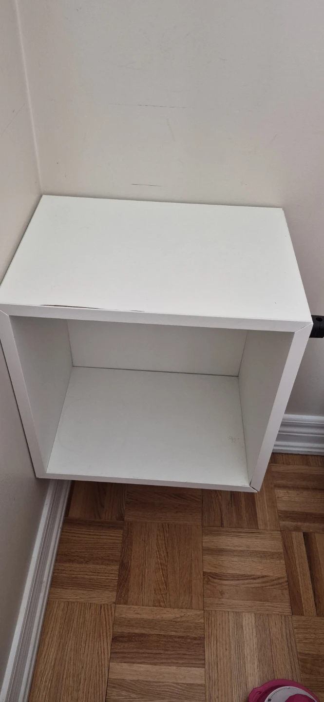White IKEA EKET wall-mounted shelf