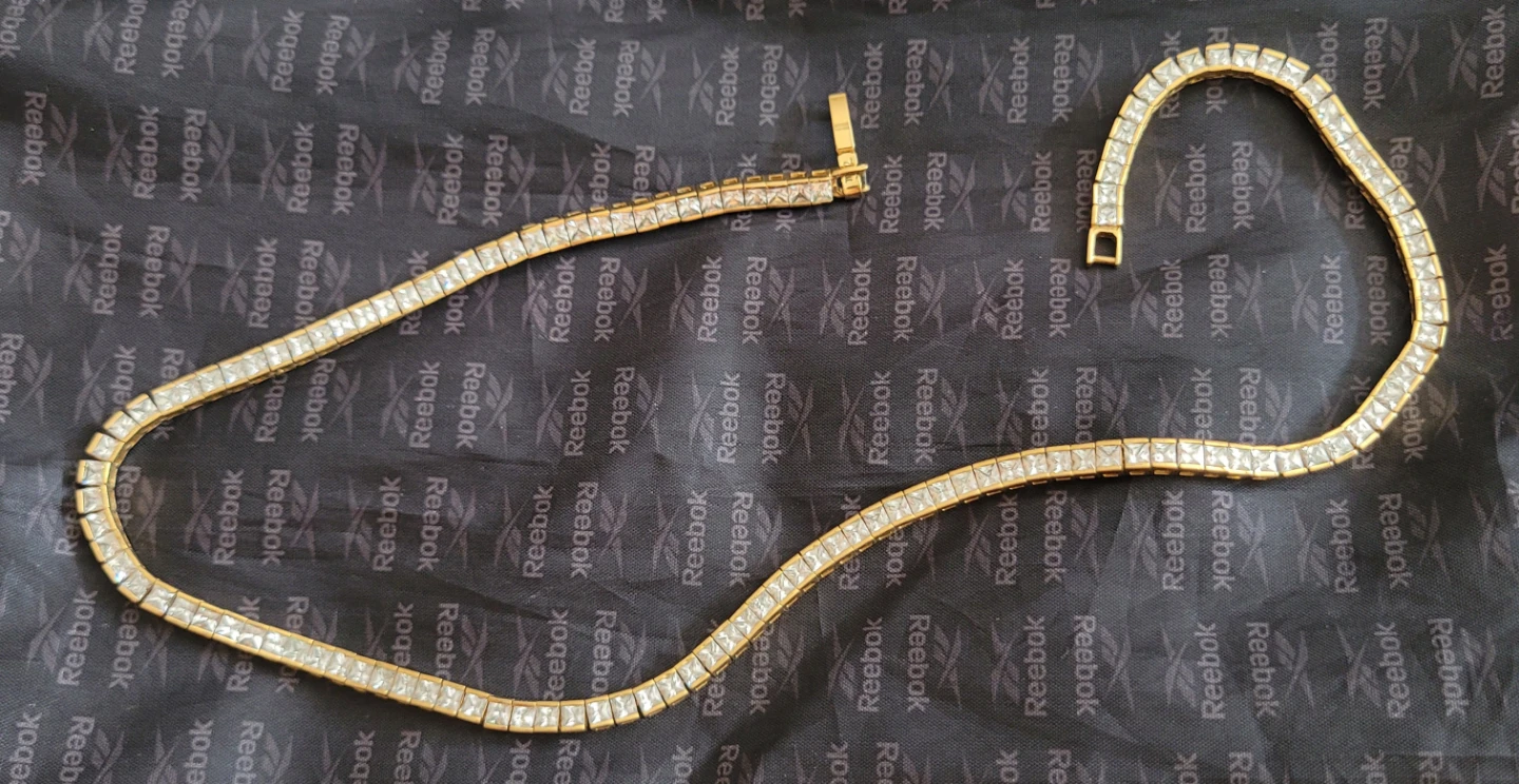G🏈old Tone Cubic Zirconia Tennis Necklace