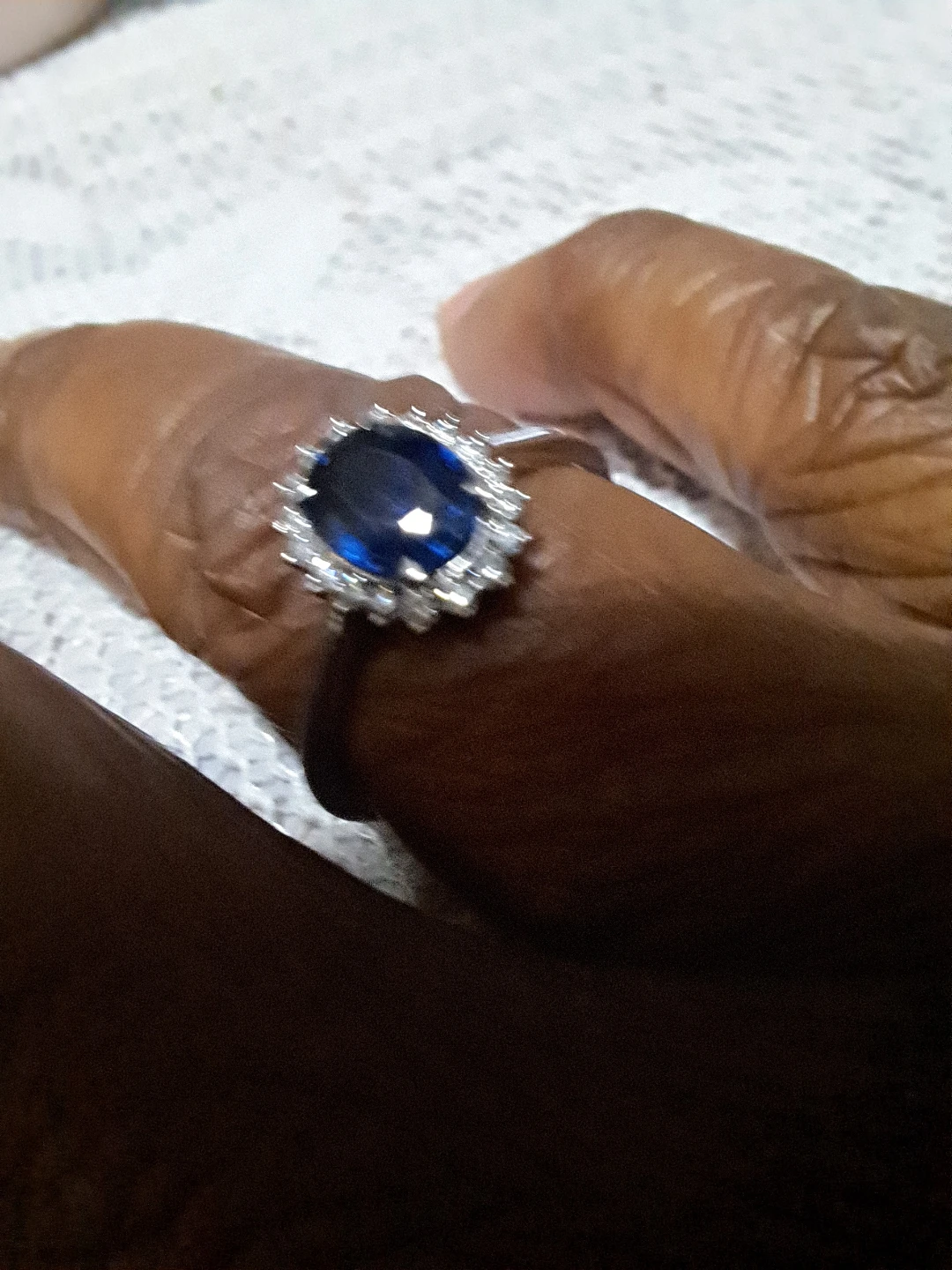 18K Gold Sapphire and Diamond Halo Ring - photo 2