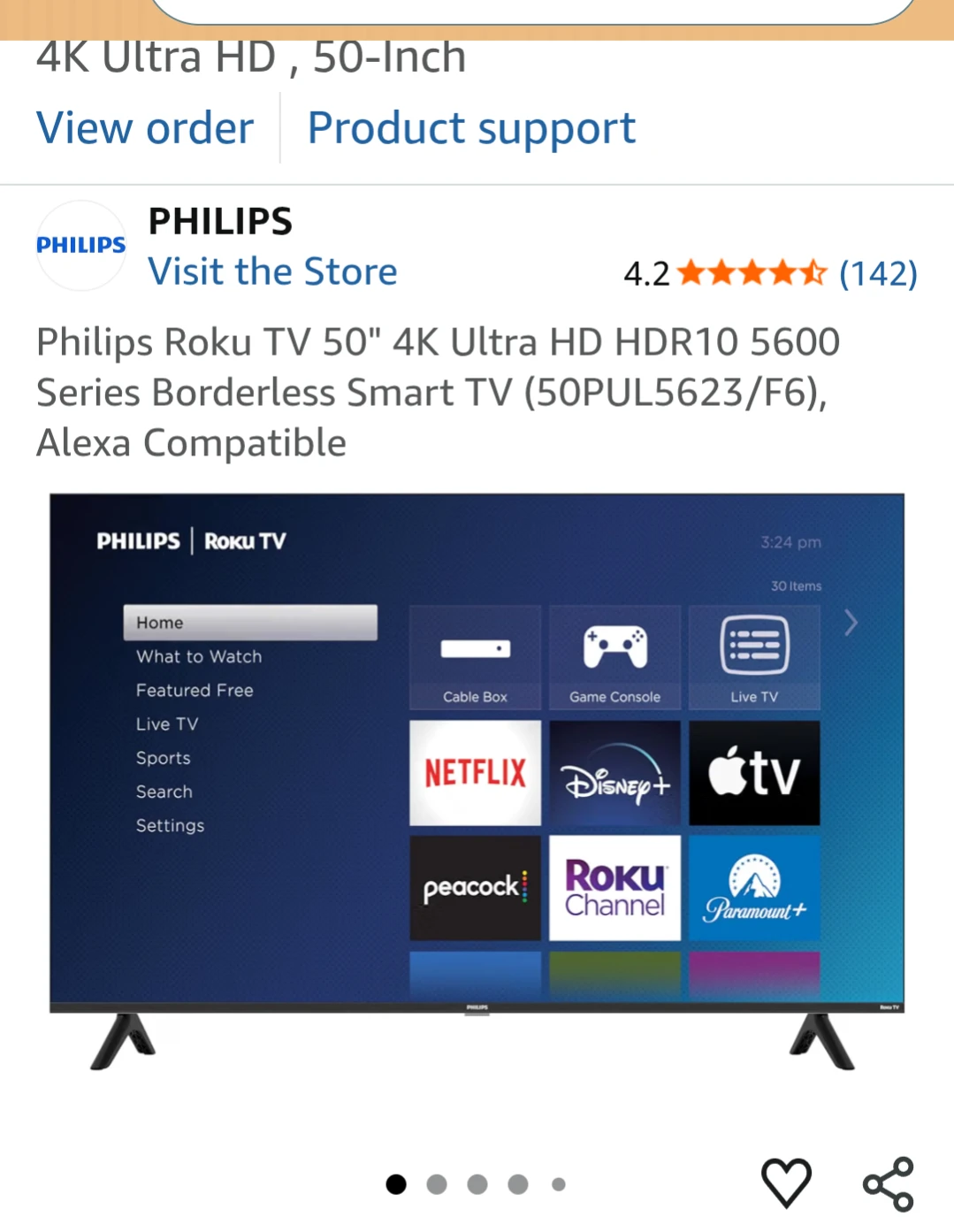Philips 50-Inch 4K Ultra HD Roku Smart TV - photo 2