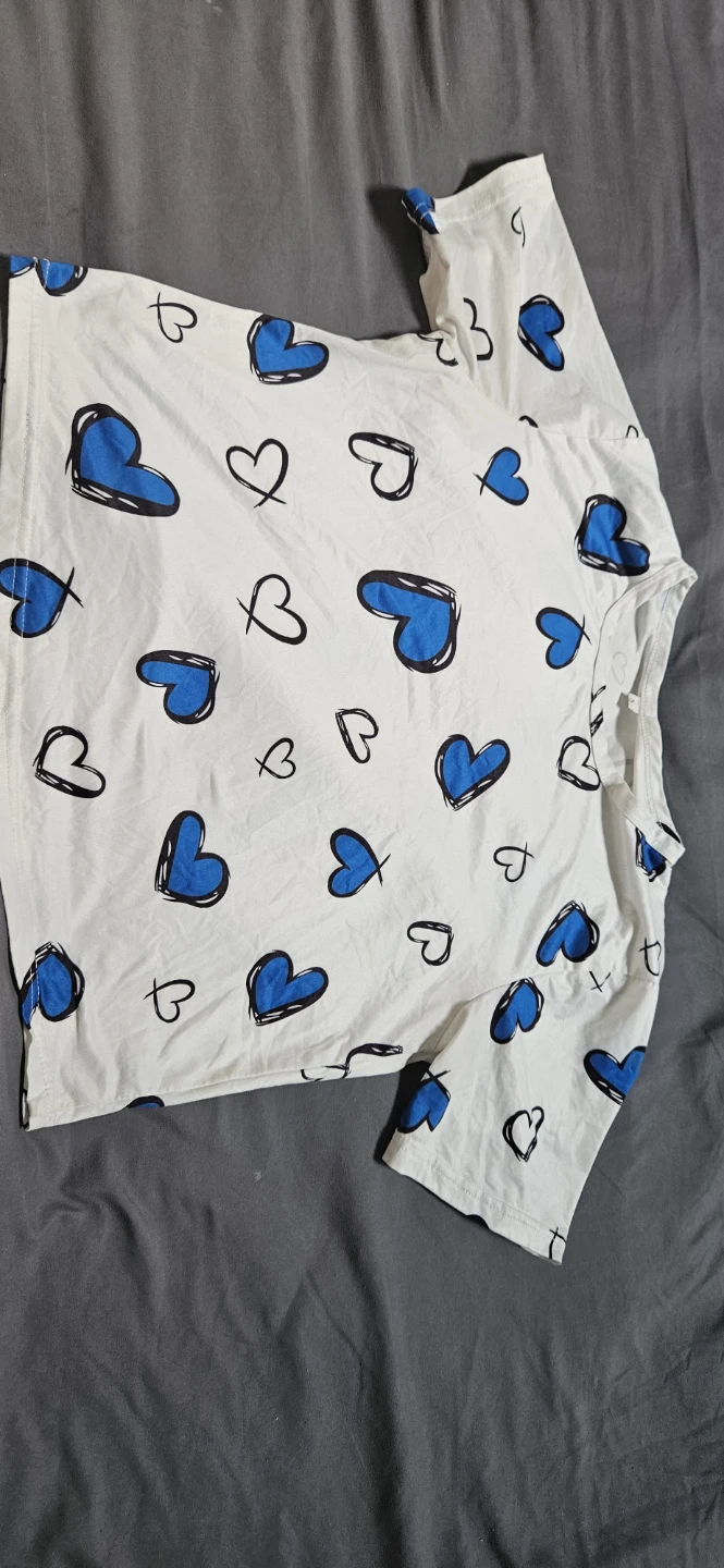 White Heart Print Pajama Set - Size Small - photo 3