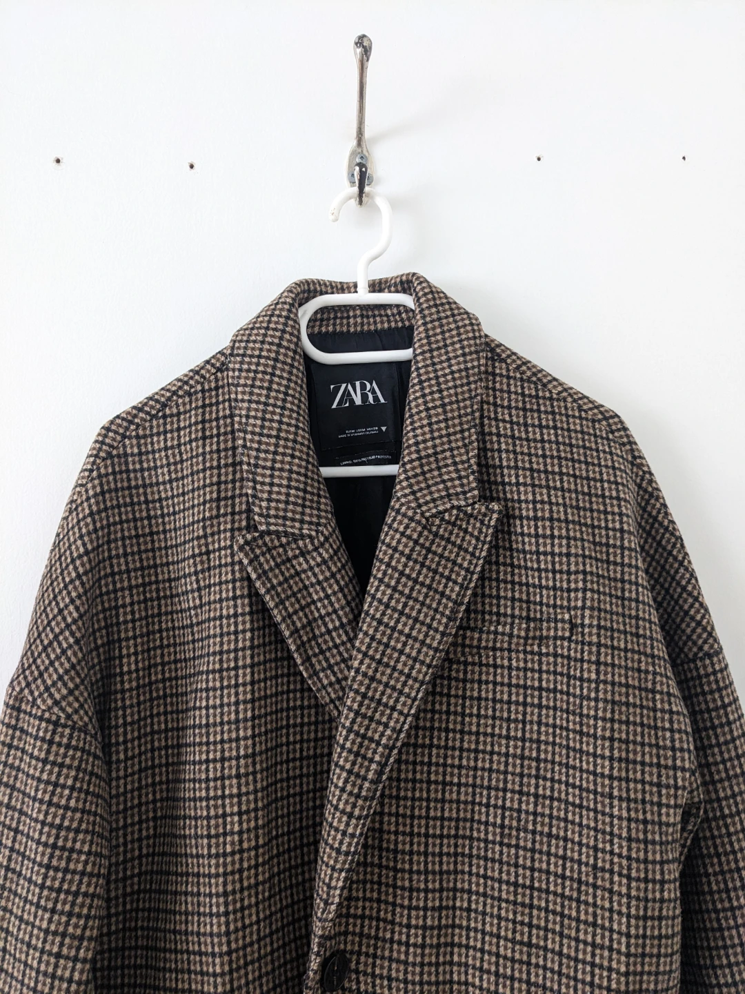 Zara Checked Wool Blend Coat