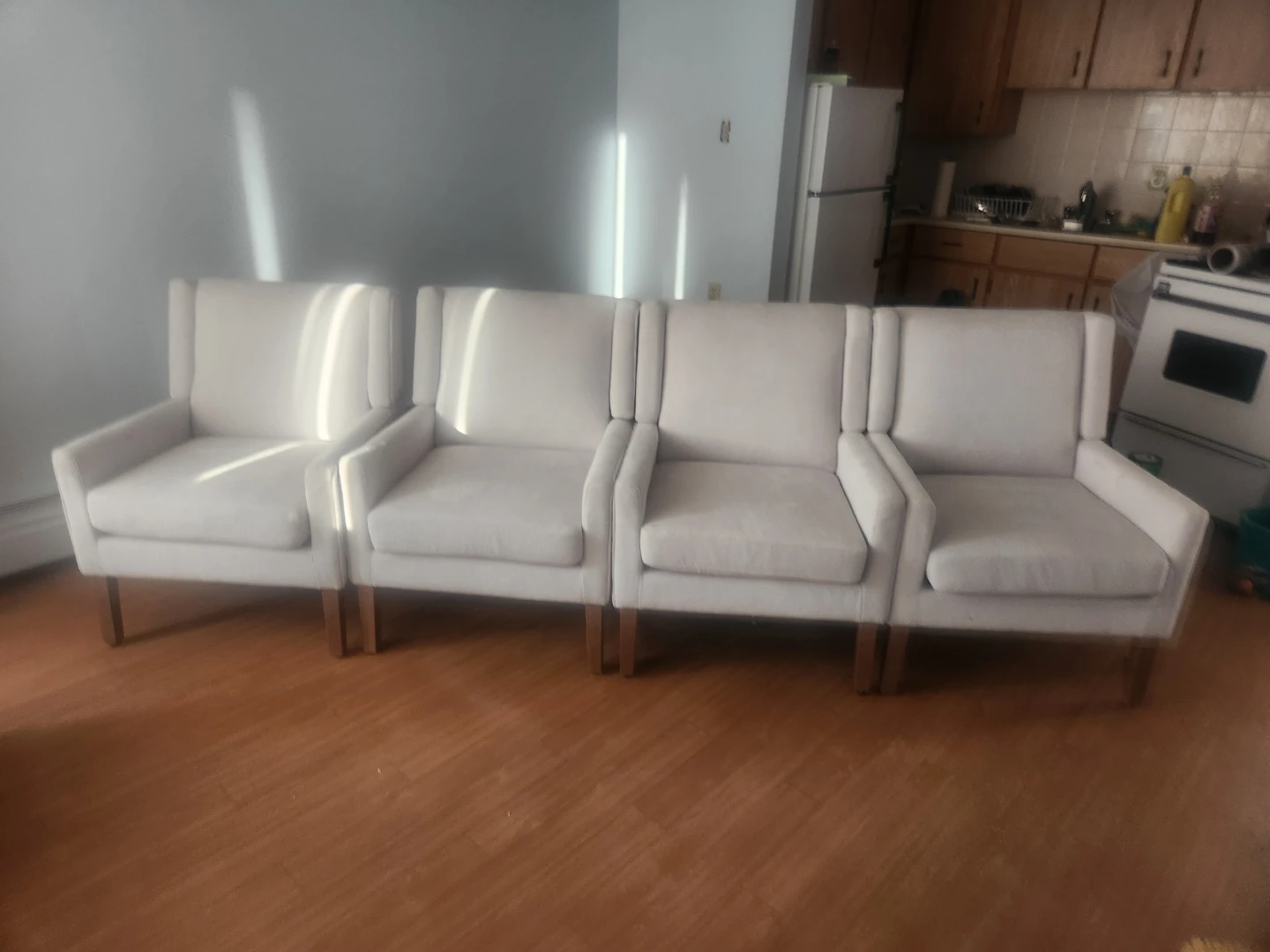 Set of 4 Cream Fabric Armchairs