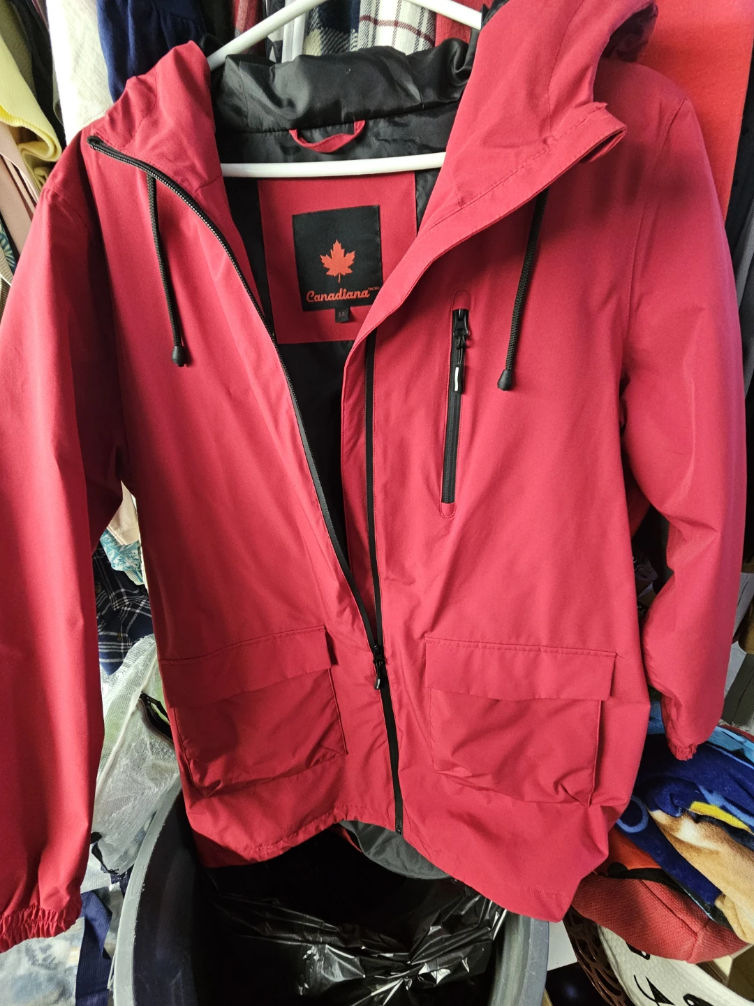 Canadiana Red Hooded Jacket, 1X
