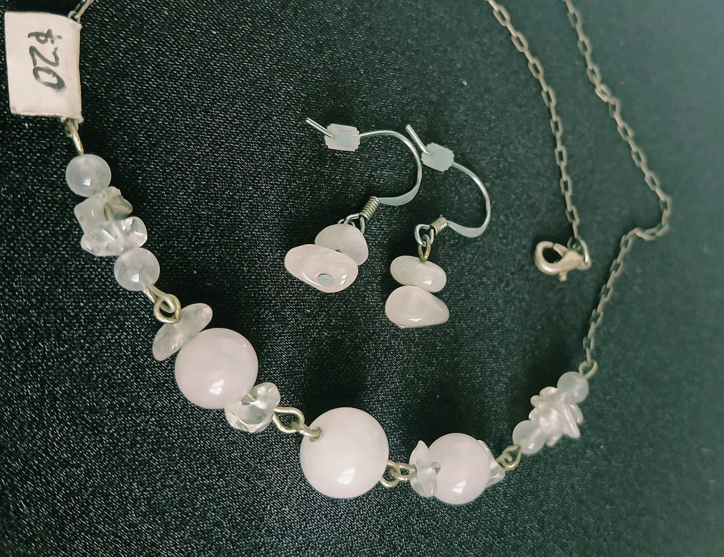Rose Quartz Bead Necklace and Earring Set - photo 3