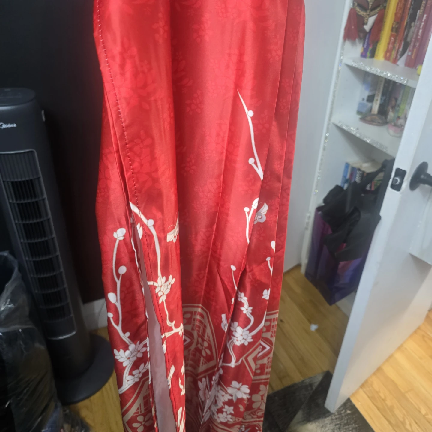 Red oriental design long wrap skirt
