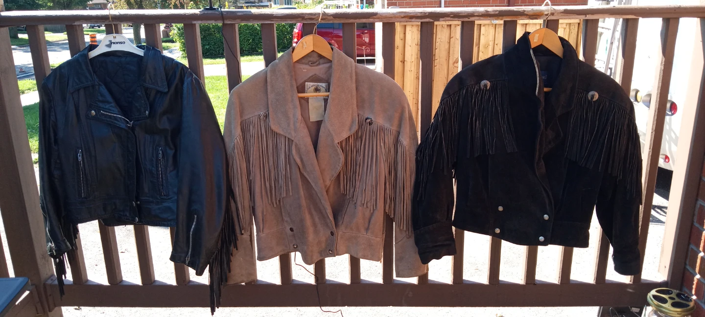 Three Vintage Leather and Suede Fringe Jackets