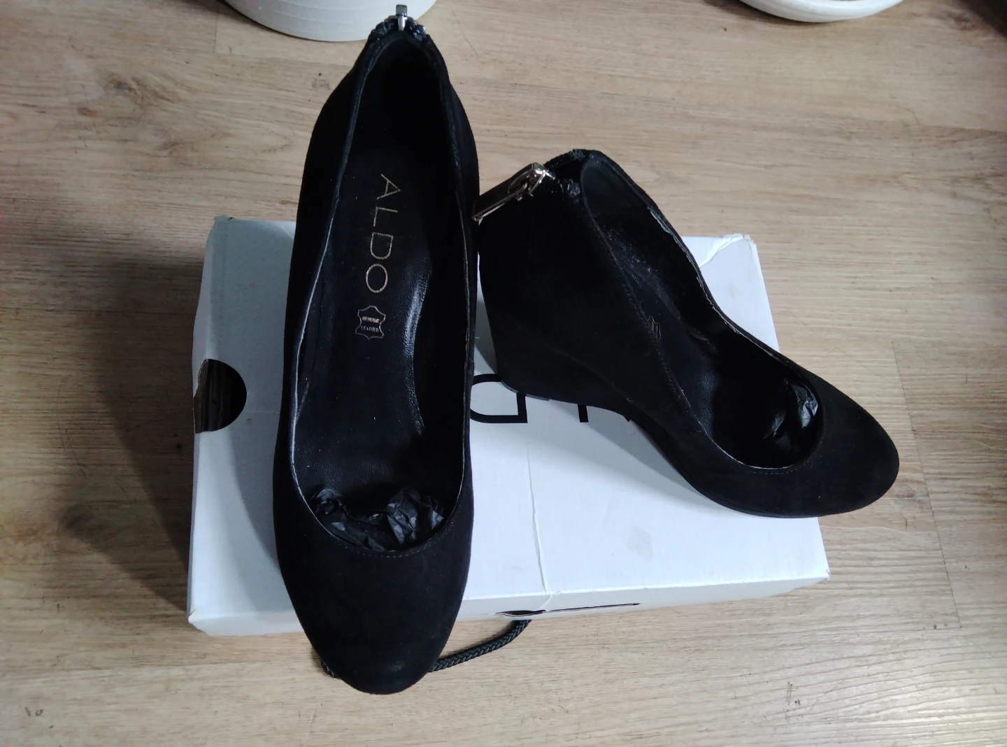 ALDO Black Suede Wedge Heels