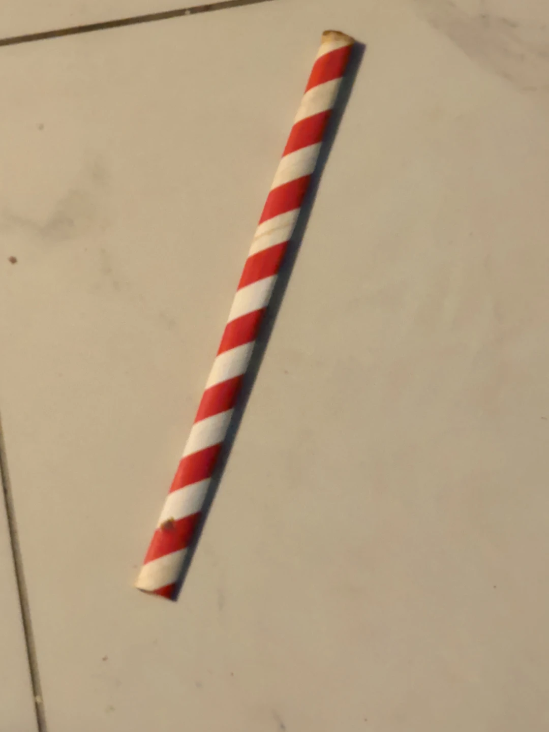 Red and White Striped Straw