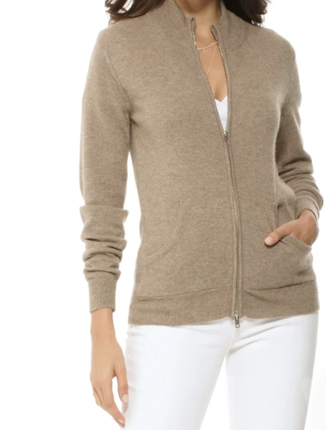 Curlbity Beige Zip-Up Knit Jacket XL