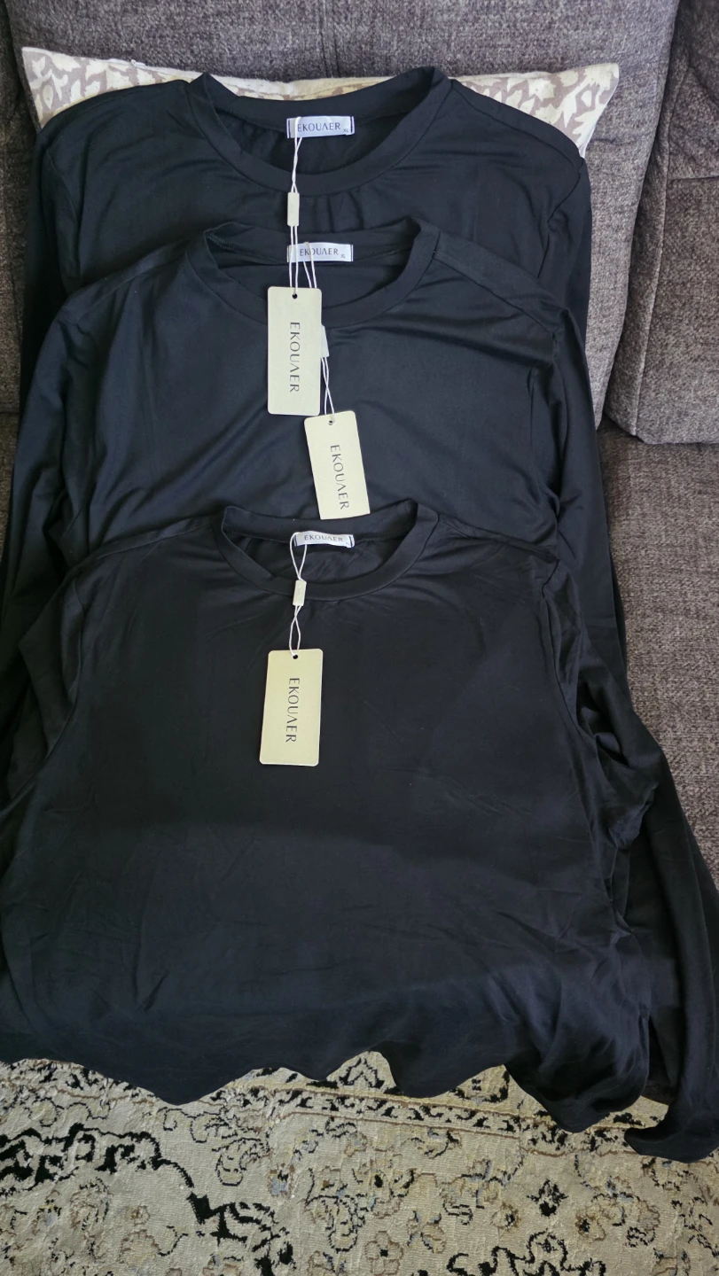 3 New Ekouaer Black Long-Sleeve Shirts $20 each - photo 3